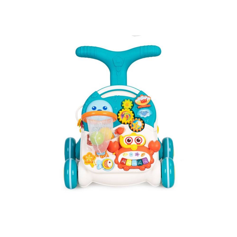 Edukativna 2u1 guralica + interaktivni stol sa zvukovima, narančasto - plava - cover