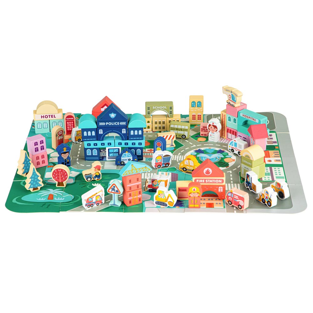 Ecotoys Edukativni drveni blokovi grad od 121 dijelova - cover