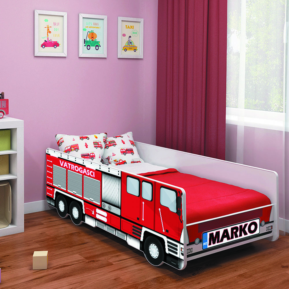 Dječji krevet ACMA Vatrogasci s imenom 140x70 - cover