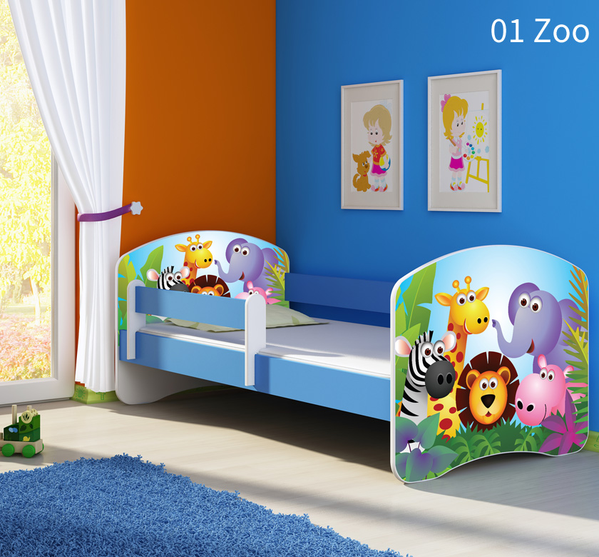 Dječji krevet ACMA s motivom, bočna plava 140x70 cm - cover