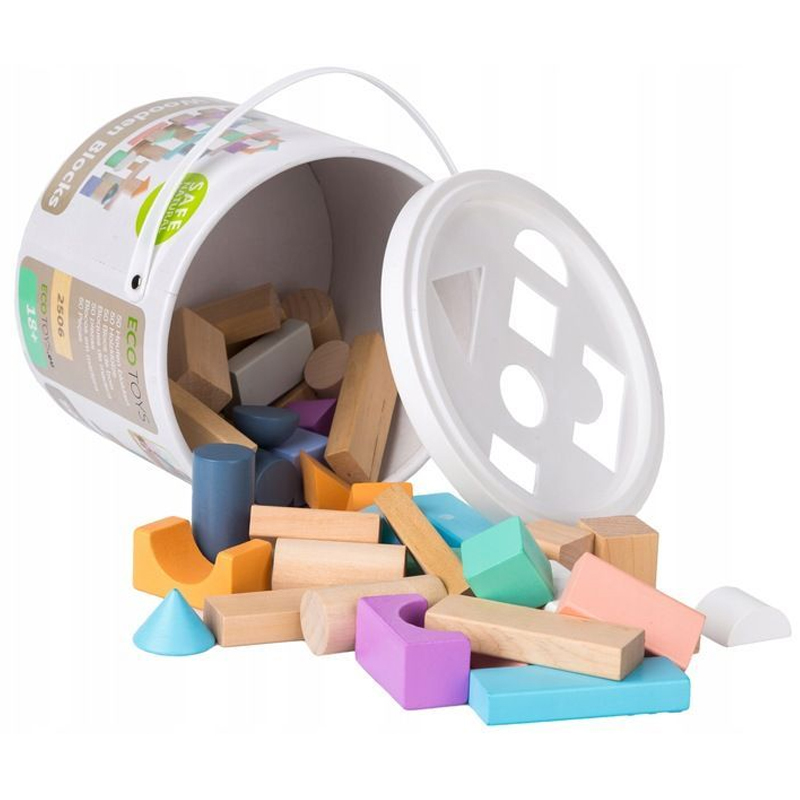 Ecotoys Drvene kocke u kutiji od 50 dijelova - cover