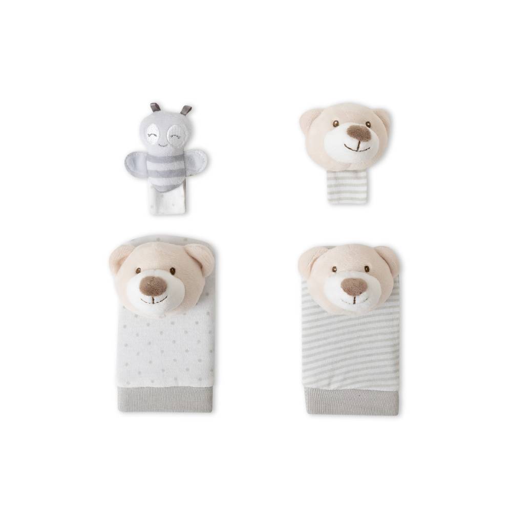 Interbaby zvečke za ruke i stopala, Medo sivi - cover