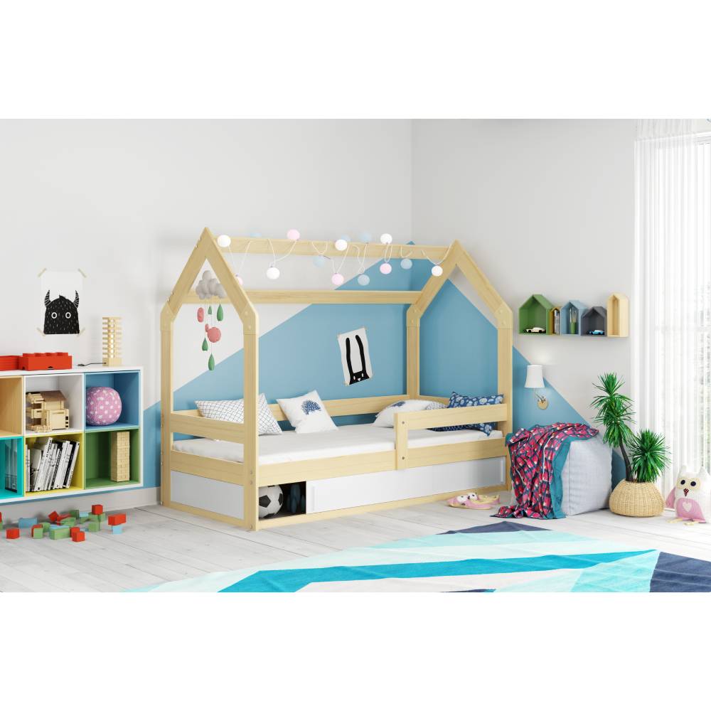 Krevet BMS Domek + klizna ladica 160x80 cm PINE - cover