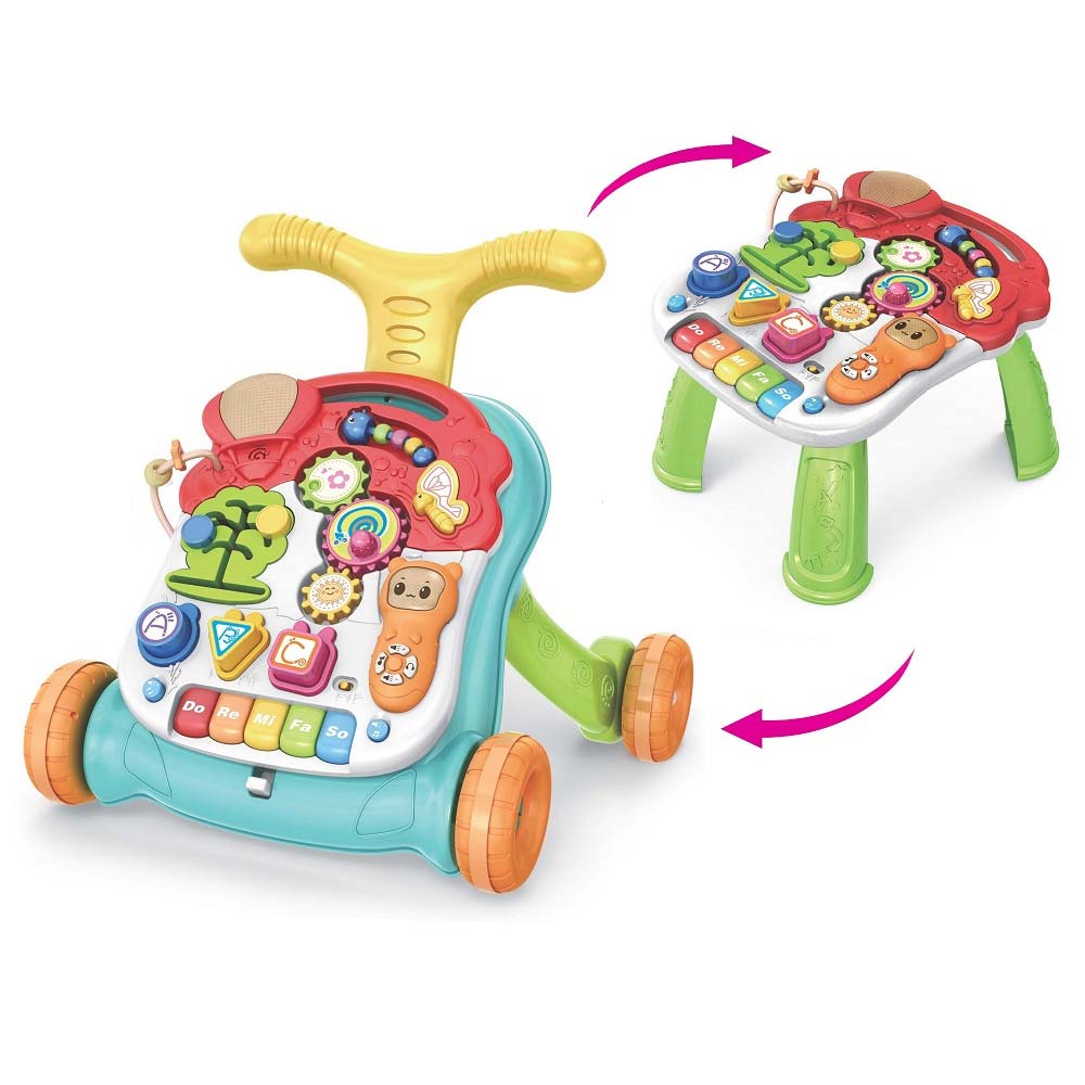PETITE&MARS Activity 2u1 hodalica & stol za igru, rainbow - cover