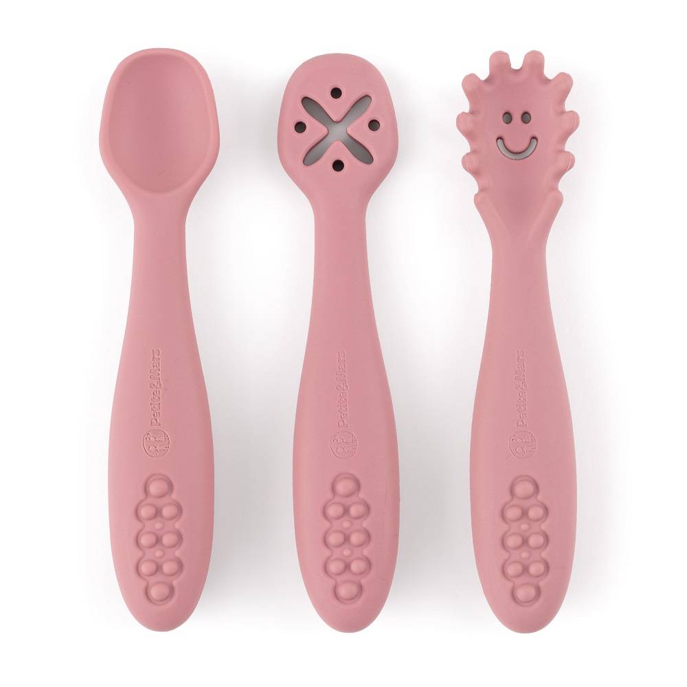 PETITE&MARS Silikonske žlice za trening od 3 kom 6 m+ Take&Match, Dusty Rose - cover