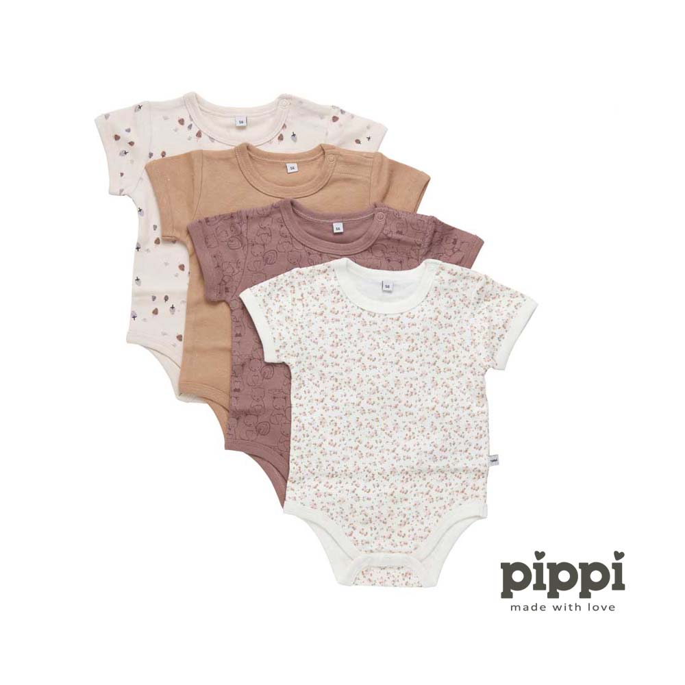 Pippi - Bodi kratki rukav s printom (4 kom), Burlwood, vel. 56 - cover