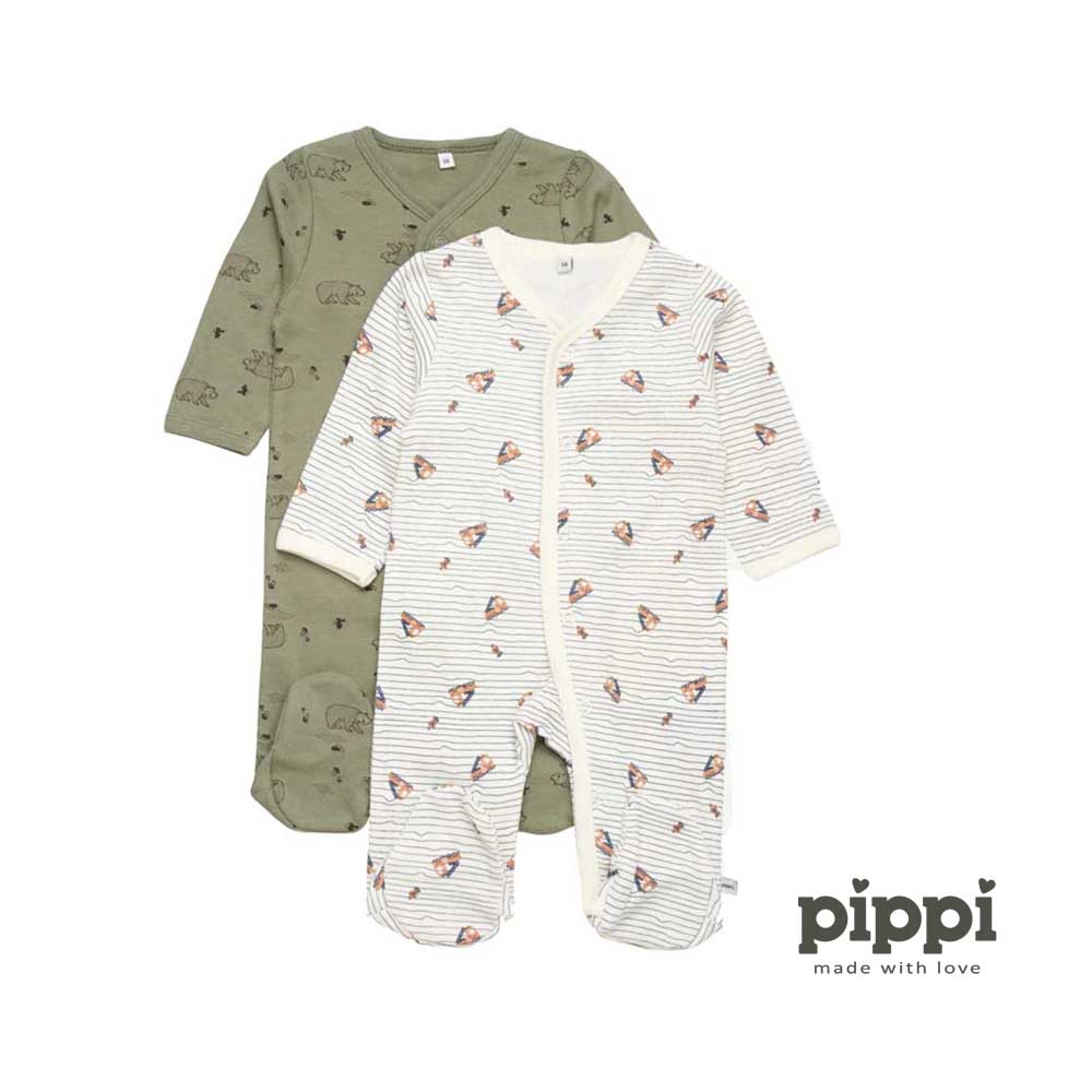 Pippi - Kombinezon dugi rukav s printom (2 kom), Deep Lichen Green, vel. 56 - cover