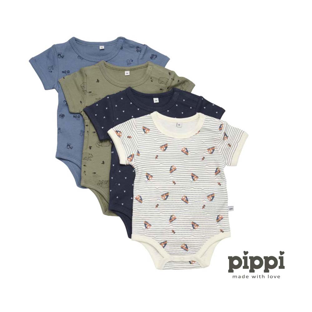 Pippi - Bodi kratki rukav s printom (4 kom), Deep Lichen Green, vel. 56 - cover