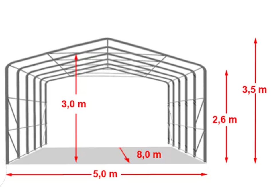 GARAŽNI ŠATOR VIKIN 5x8x3.5×2.6 PVC - cover