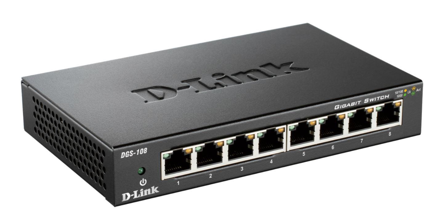 D-Link switch neupravljivi, DGS-108/E (metalno kućište) - cover