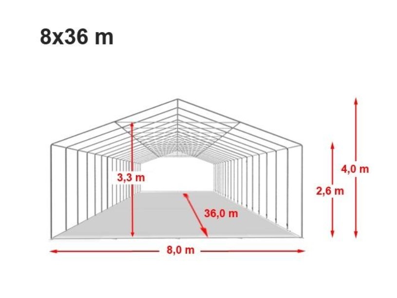 SKLADIŠNI ŠATOR PROF 8x36x4x2.6 PVC - cover