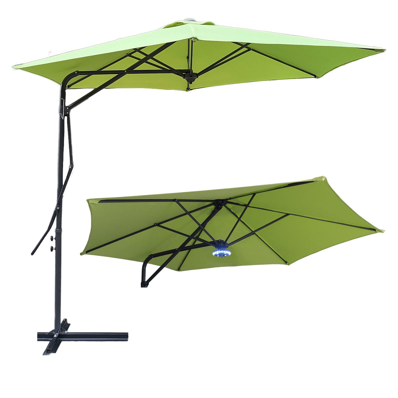 Viseći suncobran 270 cm s LED svjetlom kivi zeleni - cover