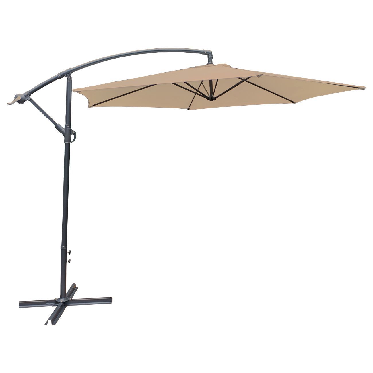 Viseći Alu suncobran 300 cm sivo-smeđi - cover