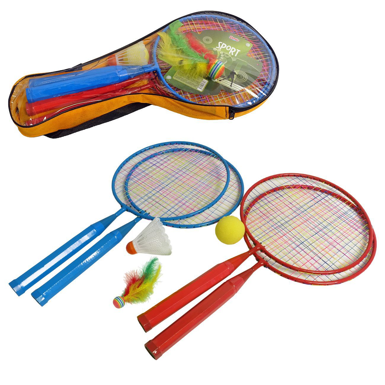 Set za badminton 4 mini reketa i 3 vrsta loptica - cover