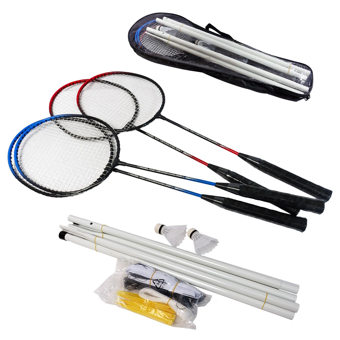 Set za badminton s 4 reketa, 2 loptice i mrežom - cover