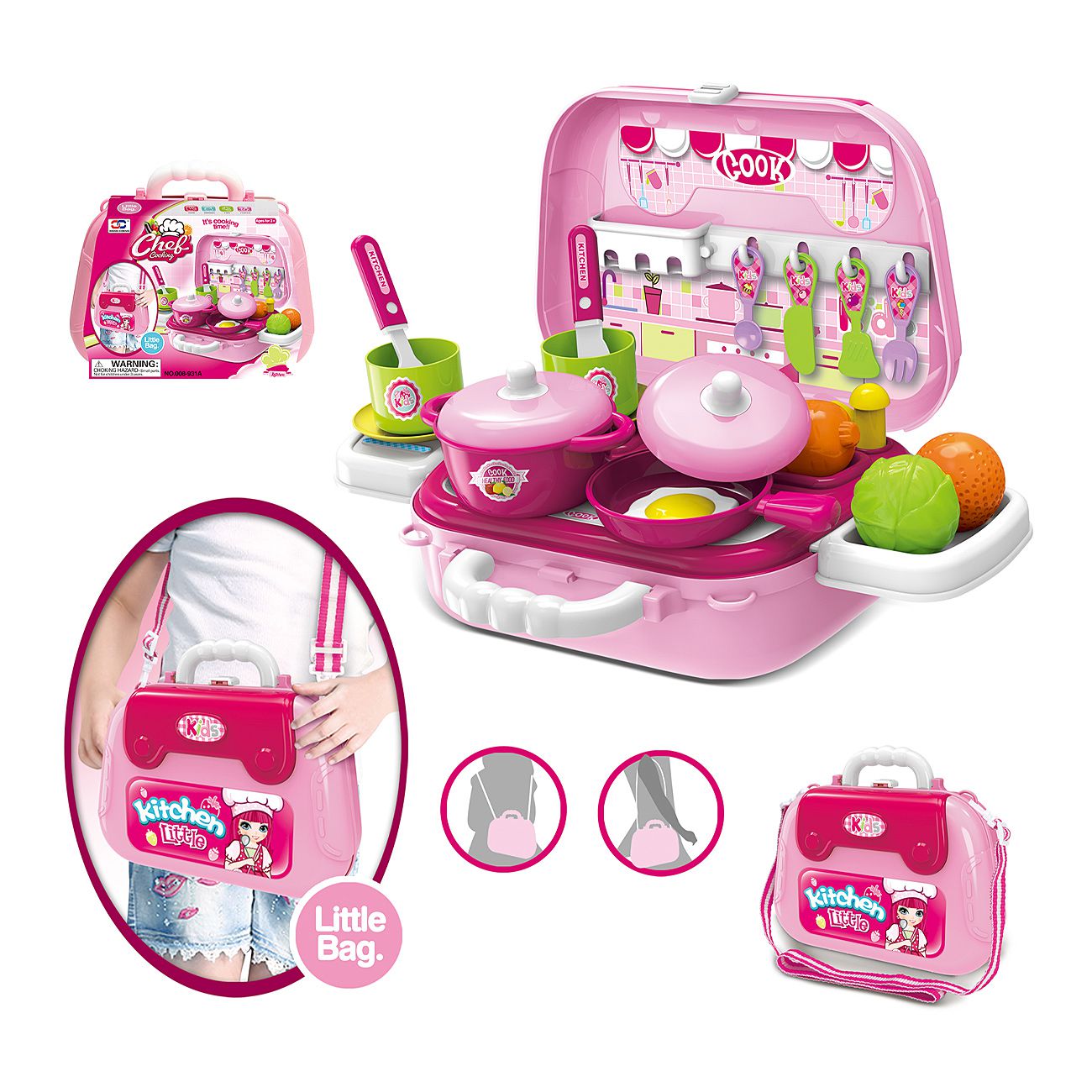 Kuhinjski set u torbi - roza - cover