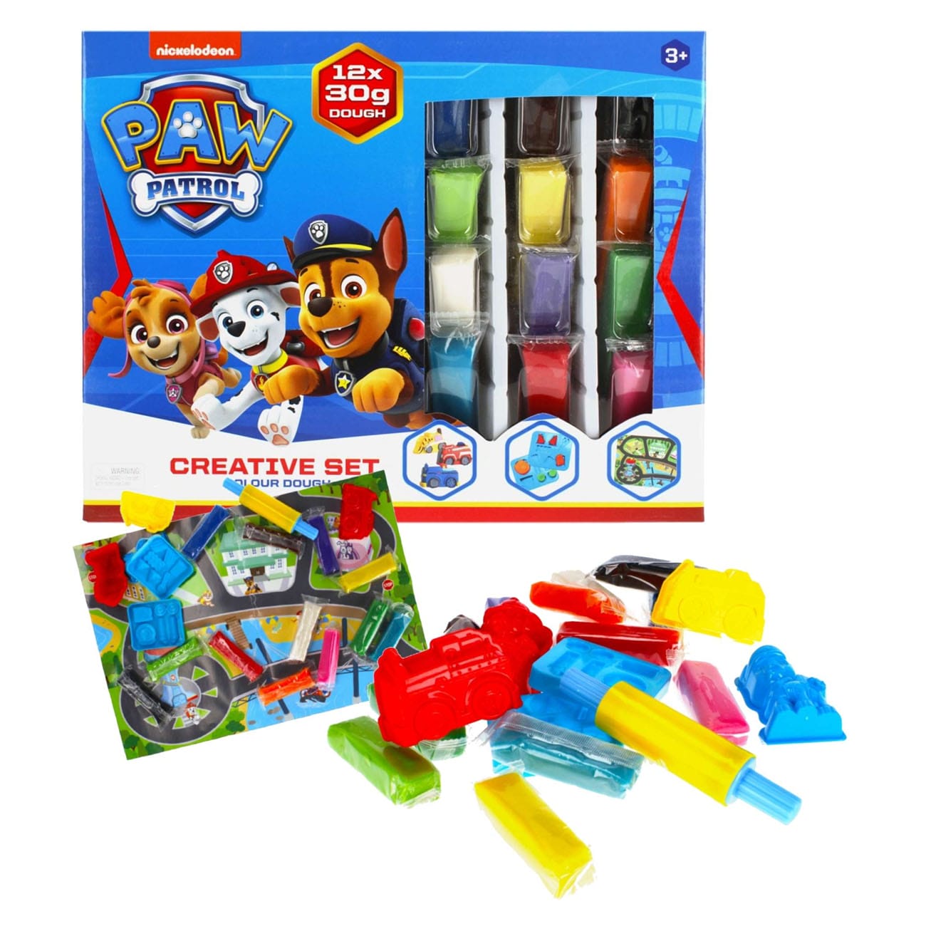 Paw Patrol, masa za modeliranje 12x30g, 4 kalupa, alati - cover