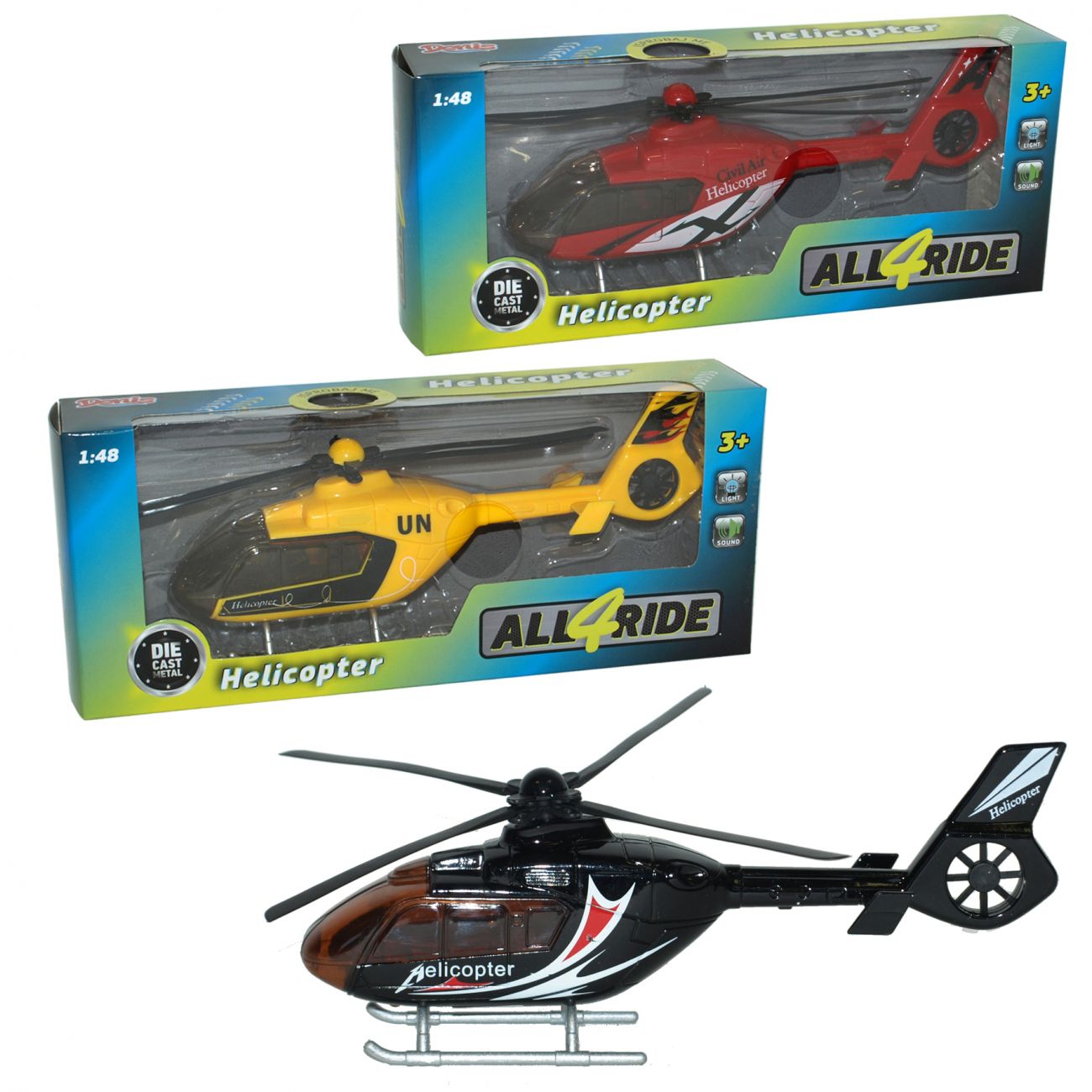 Helikopter, 1:48, die-cast, 3s, baterije - cover