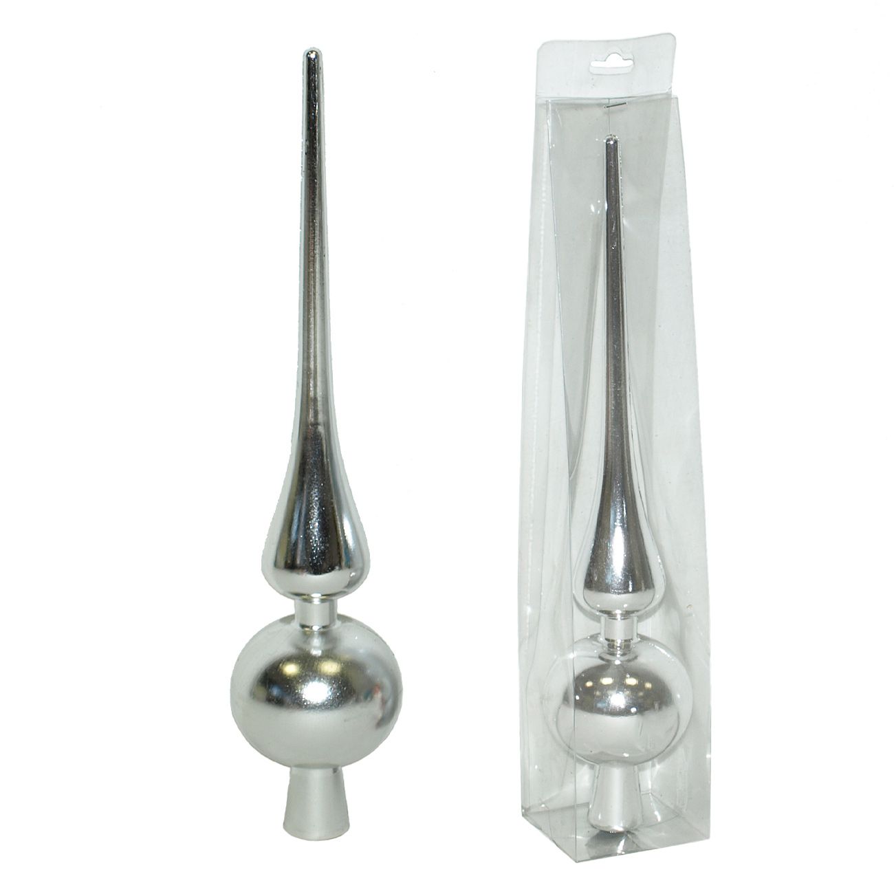 Kugla-kupola za vrh božićnog drvca, 25 cm, srebrna - cover