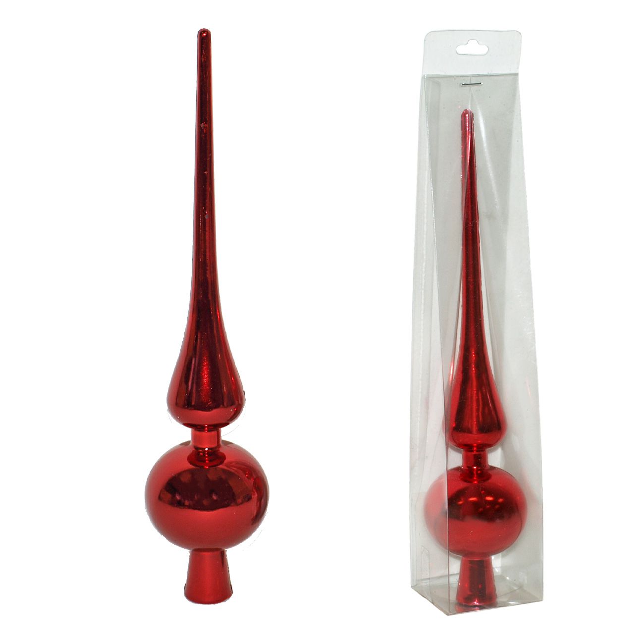 Kugla-kupola za vrh božićnog drvca, 25 cm, crvena - cover