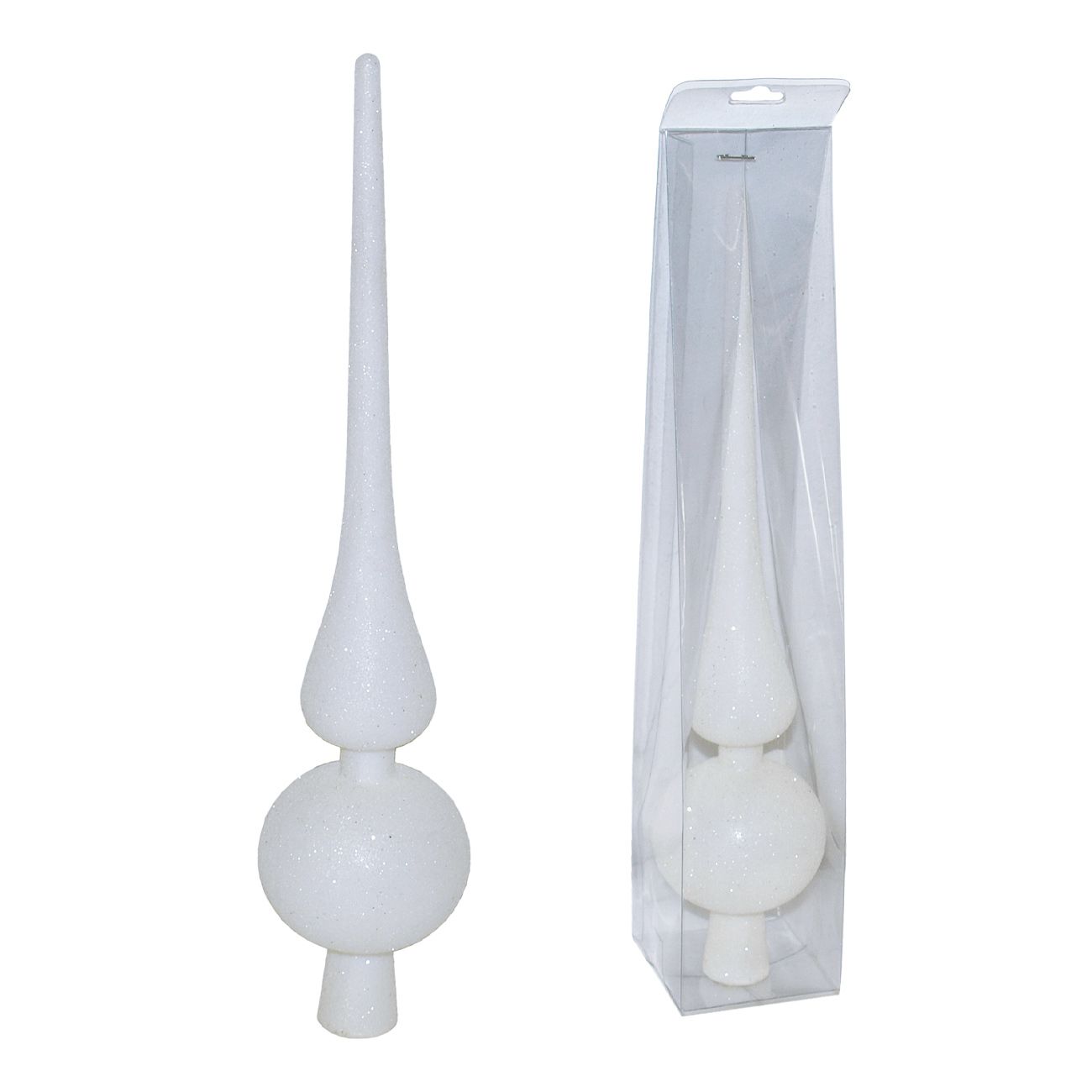 Kugla-kupola za vrh božićnog drvca, 25 cm, bijela šljokice - cover