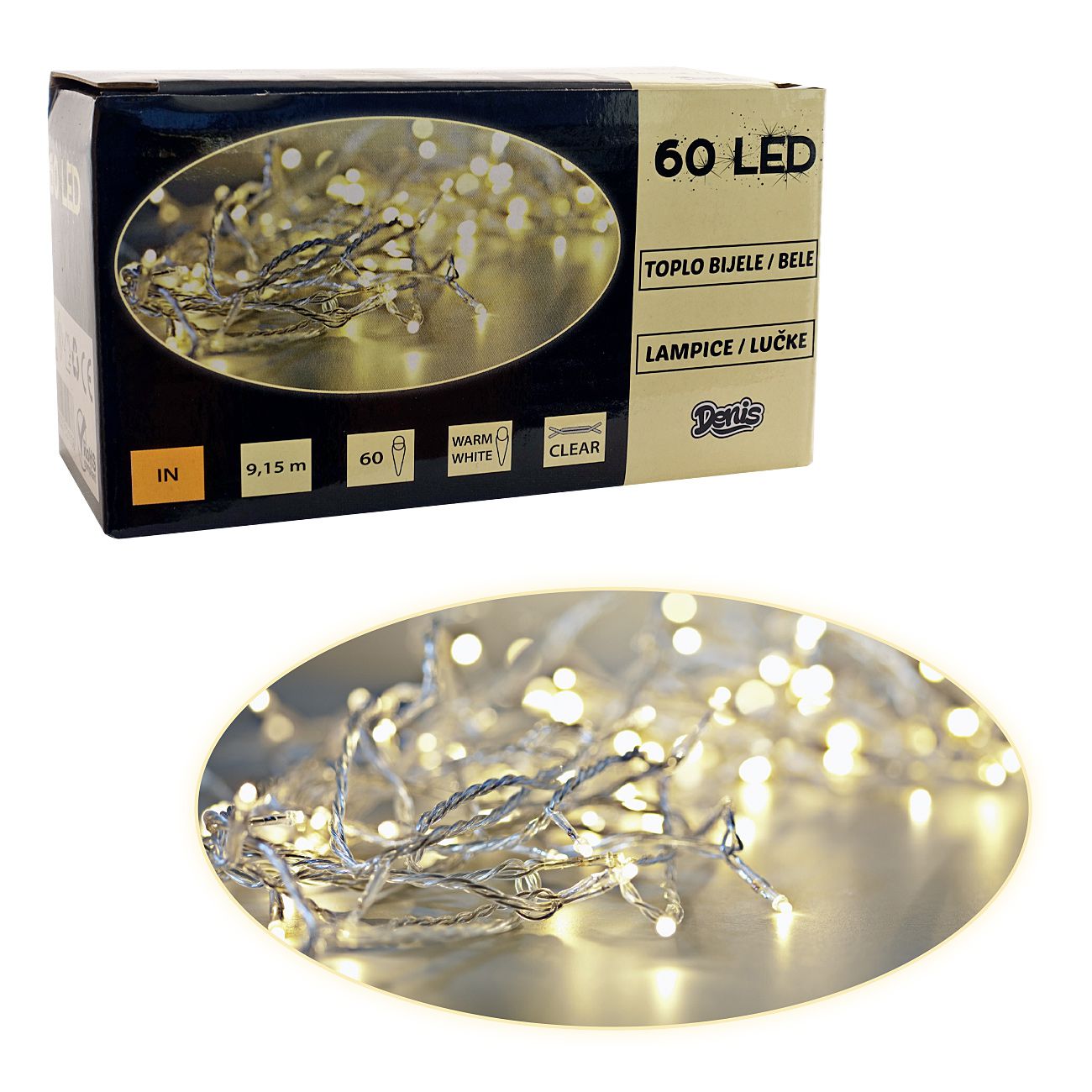 60 LED lanac bijele boje na baterije - cover