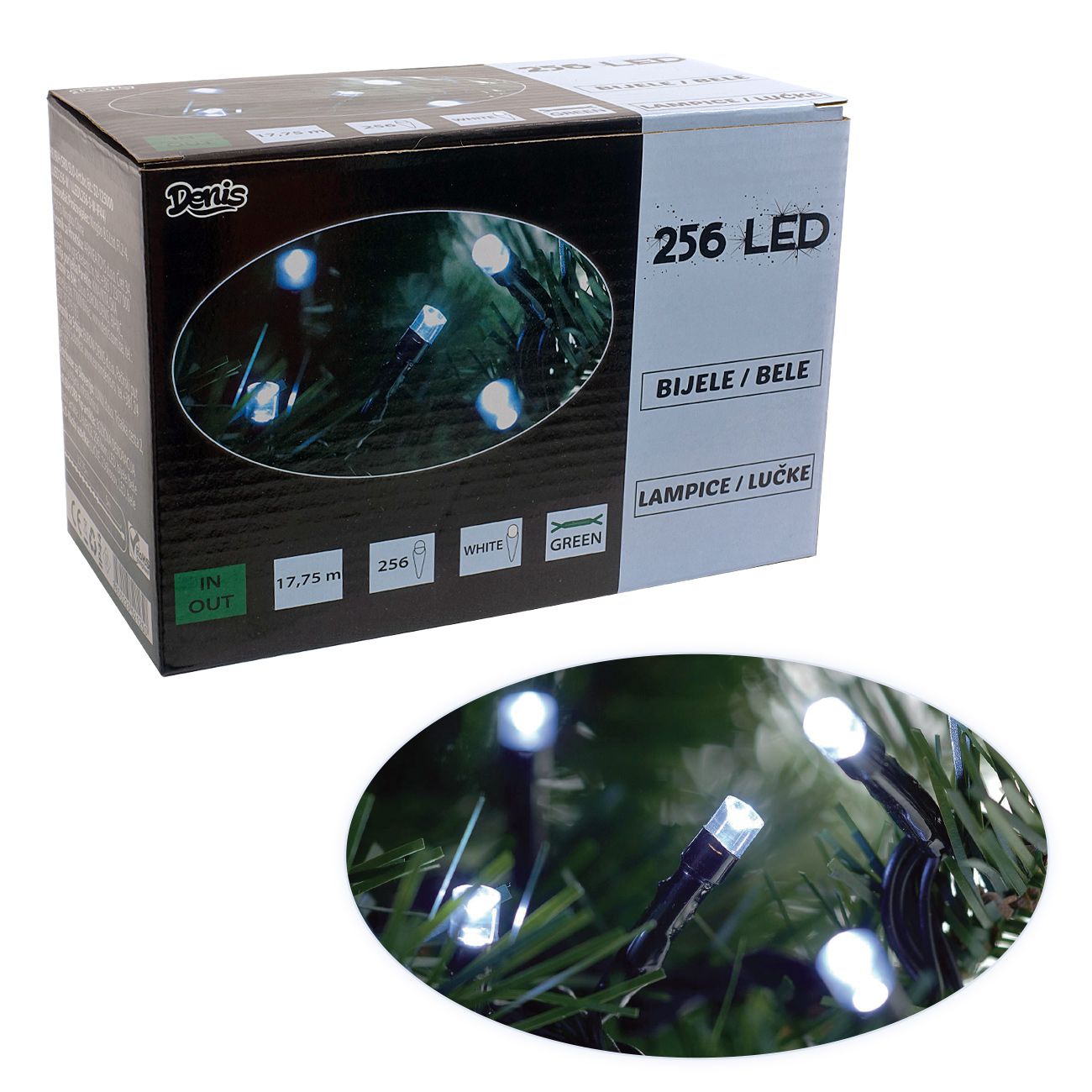 256 LED, lanac, bijelo svjetlo, 8 funkcija - cover