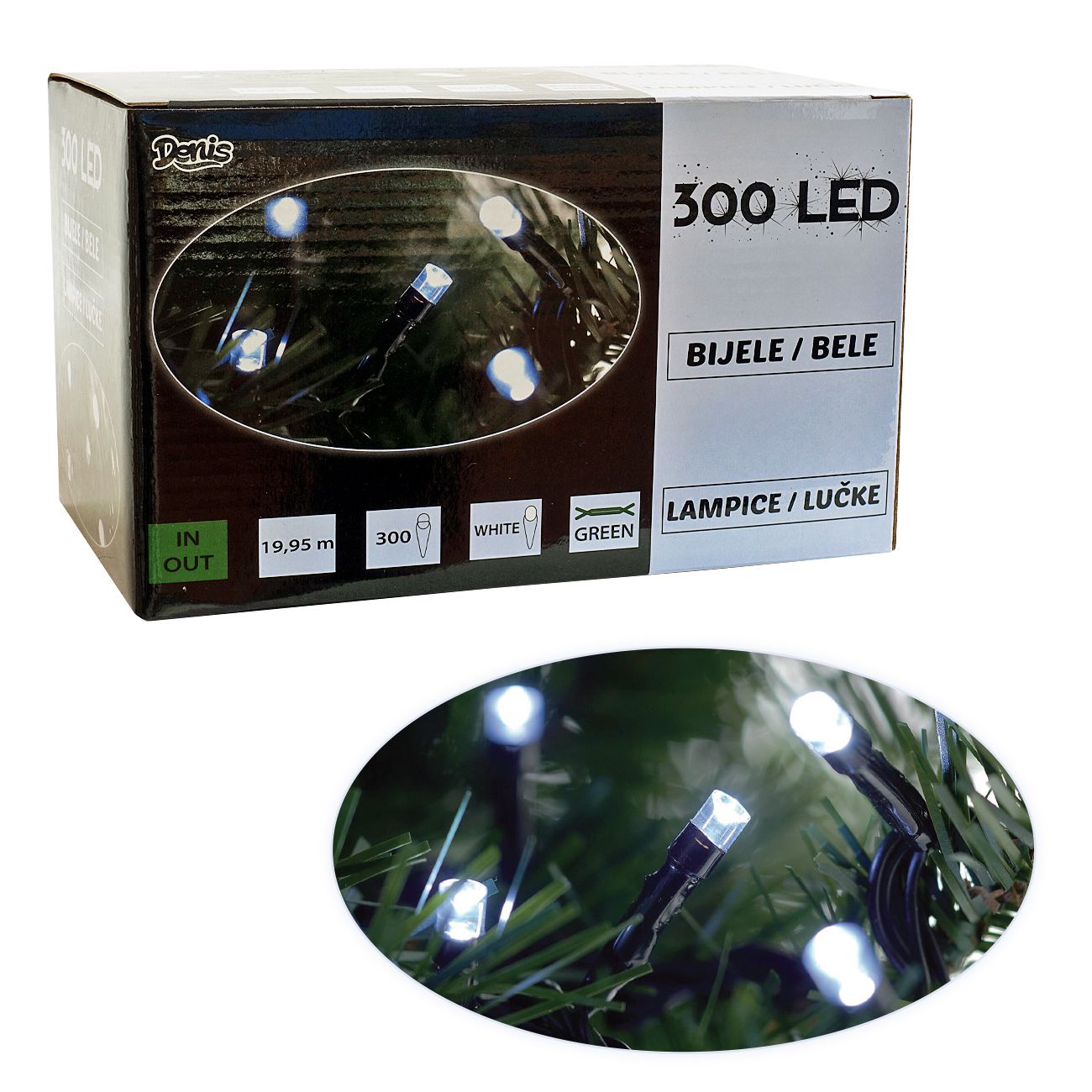 300 LED, lanac, bijelo svjetlo, 8 funkcija - cover