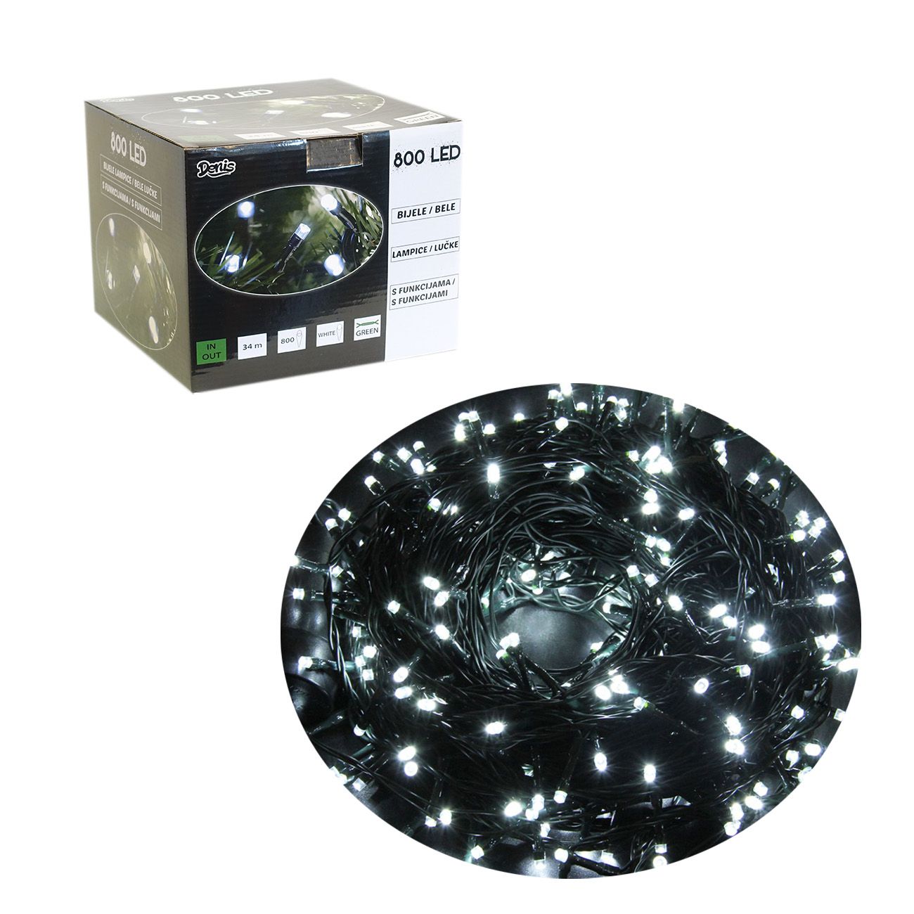 800 LED, lampica, svjetlost bijela, 8 funkcija - cover