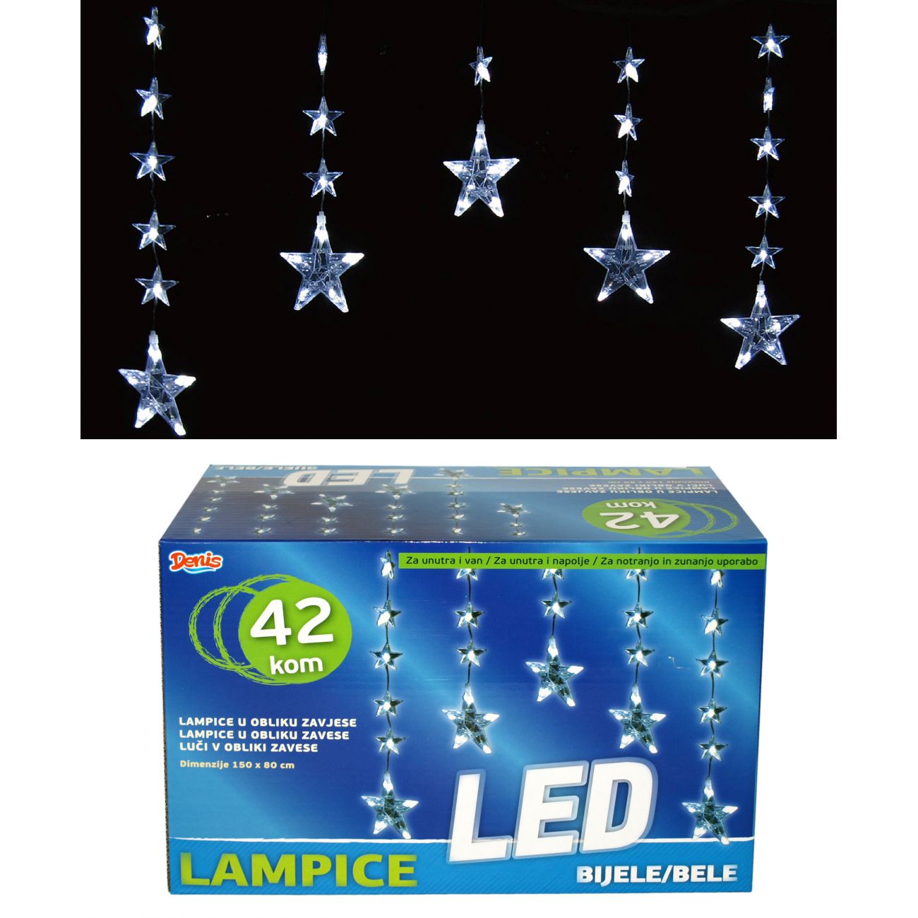 42 LED, zavjesa, ledeno bijelo svjetlo - cover
