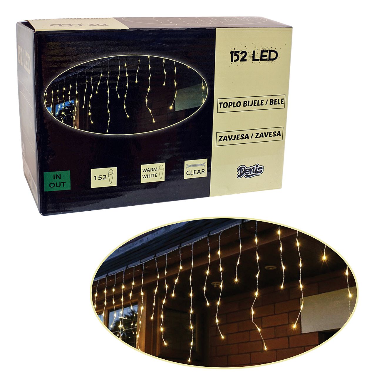 152 LED, zavjesa, toplo bijelo svjetlo - cover