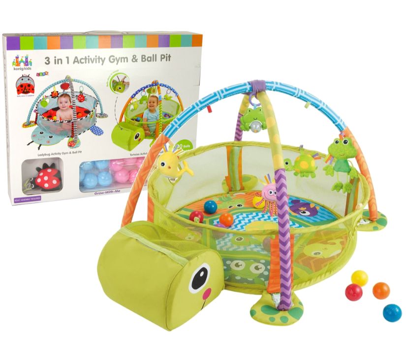 Velika podloga za igranje za bebe Kornjača 3u1 30 loptica - cover