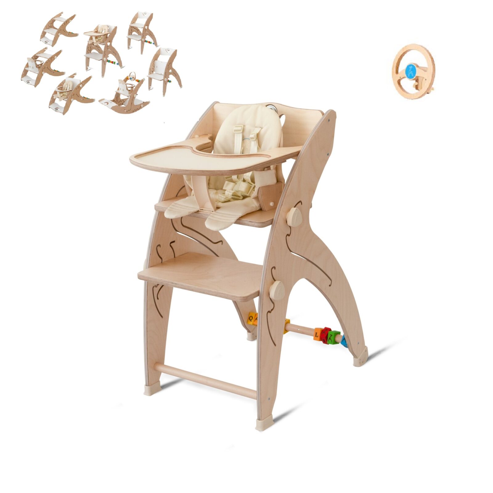 QuarttoLino 7u1 dječja stolica za bebe i djecu Nature sa volanom - cover