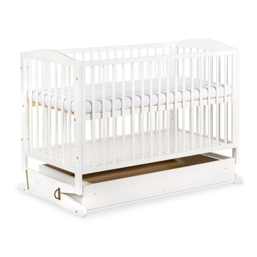 KLUPS Dječji krevetić HENRY / RADEK kolijevka bijela ladica 120x60 - cover