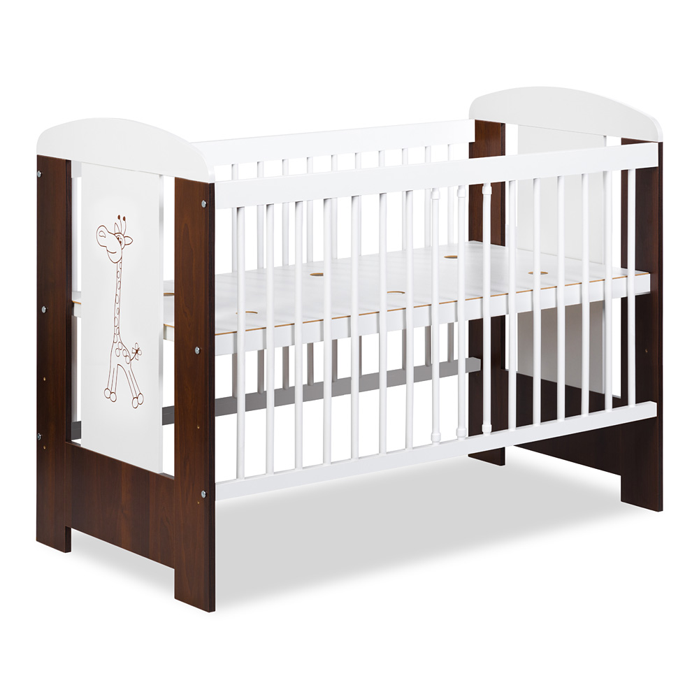 KLUPS Dječji krevetić SAFARI GIRAFFE 120x60 cm bijeli-orah - cover