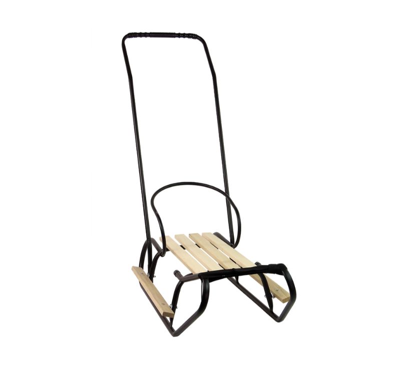 Metalne sanjke s naslonom za guranje i trakom crne - cover