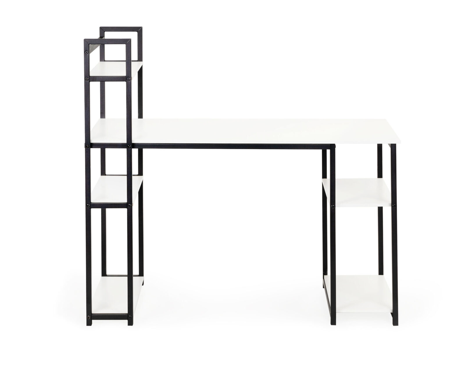 Metalni radni stol u LOFT stilu s 5 polica bijeli - cover