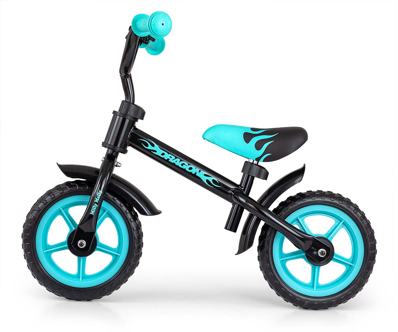 Milly Mally Dragon dječji bicikl bez pedala crno-tirkizni - cover