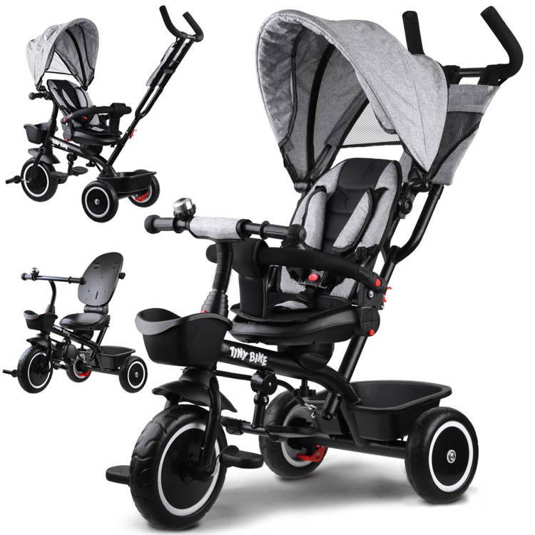 Dječji tricikl 3u1 Tiny Bike sivi - cover