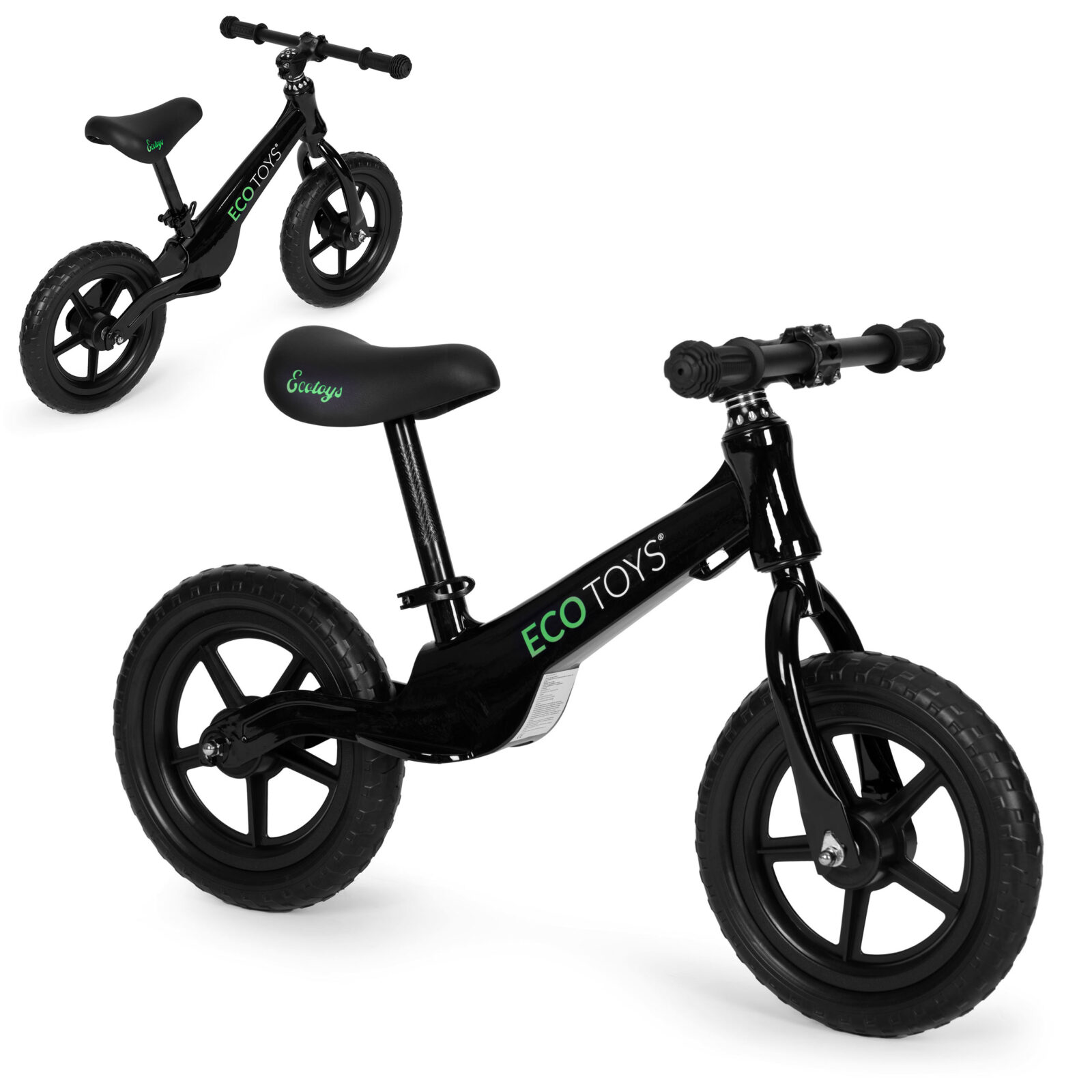 ecotoys dječji bicikl guralica bez pedala - crni - cover