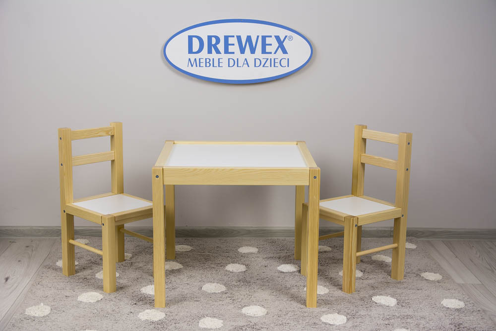 DREWEX Set Stol + 2 stolice bijela/bor - cover