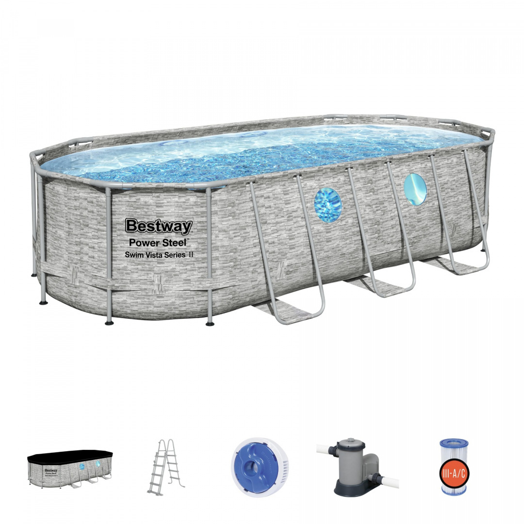 Bestway montažni bazen s nosačem 549 cm x 274 cm x 122 cm - cover