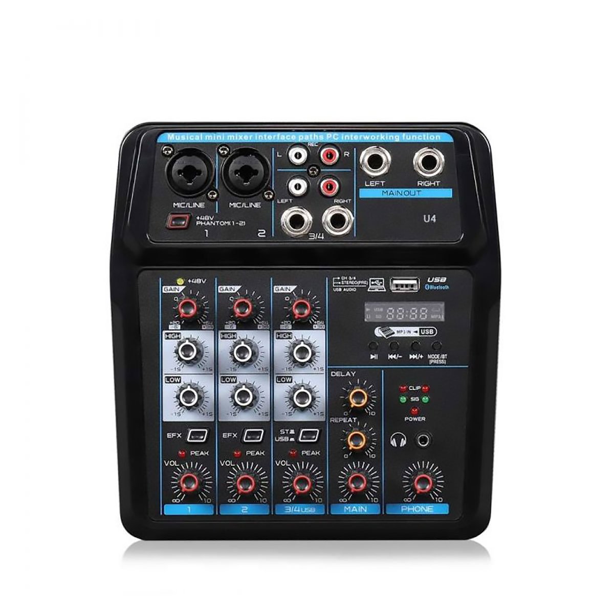 X-AUDIO U4 MIKSER WITH MP3/USB/BT/REC - cover