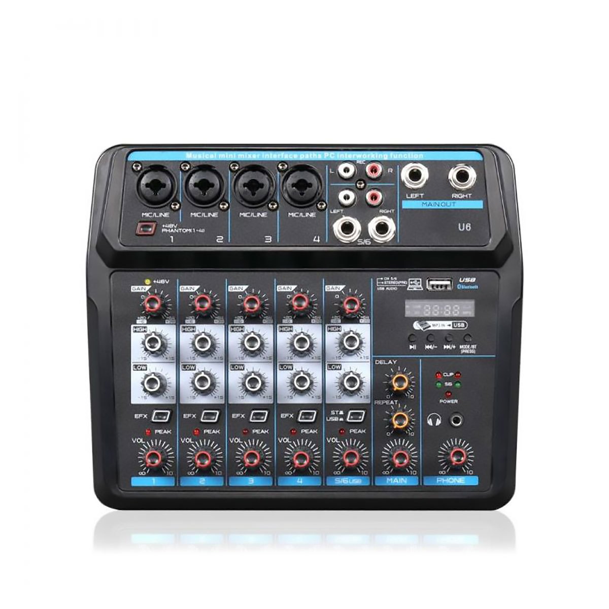 X-AUDIO U6 MIKSER WITH MP3/USB/BT/REC - cover