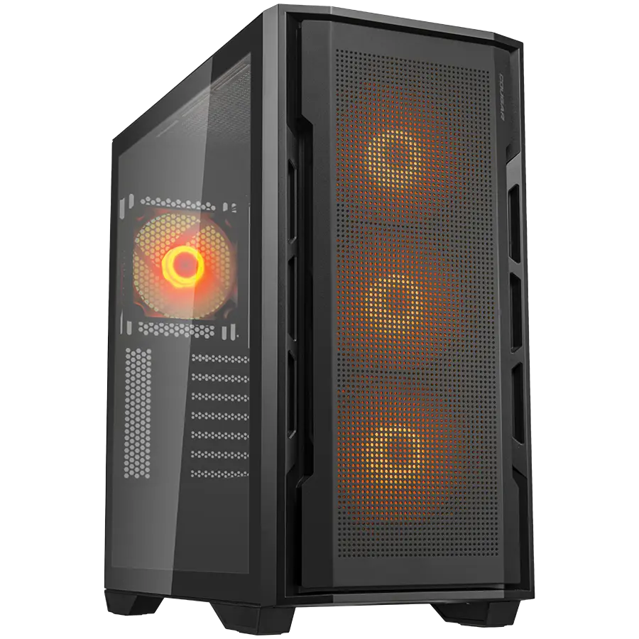 COUGAR | Uniface RGB Black | PC Case | Mid Tower / Mesh Front Panel / 4 x 120mm ARGB Fans / TG Left Panel / Black - cover