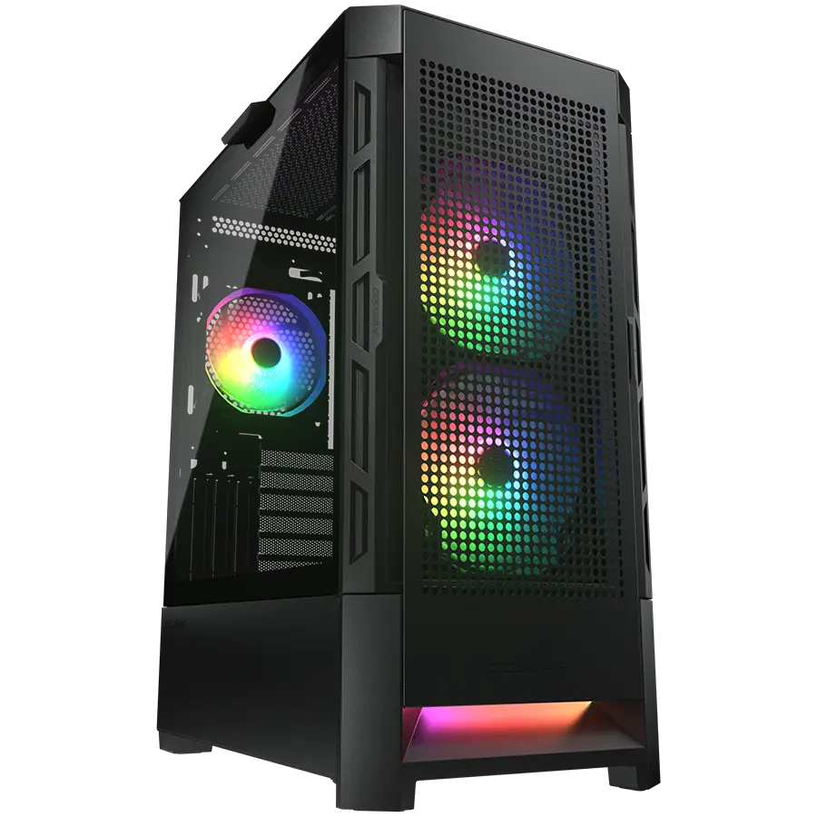 COUGAR | Case Airface RGB Black | PC Case | Mid Tower / Mesh Front Panel / 2 x 140mm ARGB Fans / 1x 120mm ARGB Fan / TG Left Panel / Black - cover
