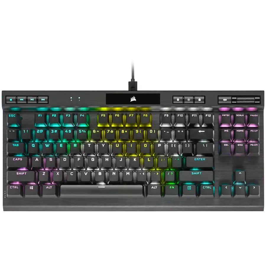 Corsair K70 RGB TKL CHAMPION SERIES Optical-Mechanical Gaming Keyboard, Backlit RGB LED, CORSAIR OPX RAPIDFIRE, Black, Black PBT Keycaps, EAN:0840006648253 - cover