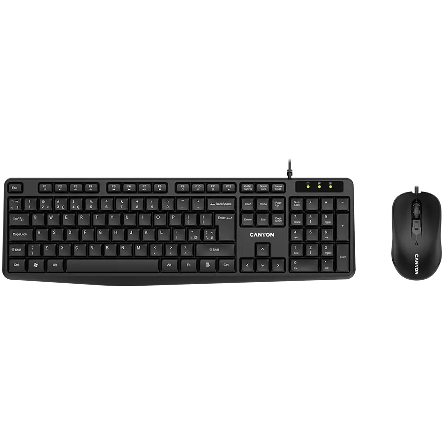 CANYON USB standard KB, water resistant AD layout bundle with optical 3D wired mice 1000DPI black - cover
