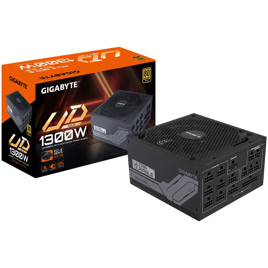 Gigabyte UD1300GM Power Supply 1300W, PCIe Gen5 16Pin x 1 600W, Modular, 80 PLUS Gold, Japanese capacitors, 140mm fan, EU plug - cover