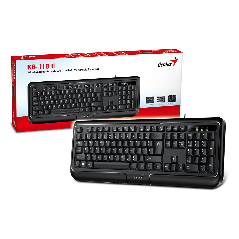 Genius KB-118 V2, žična tipkovnica, USB, crna - cover